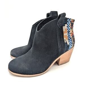 TOMS Constance Ankle Western Boots Round Toe Women's Black Size US8.5 EU39